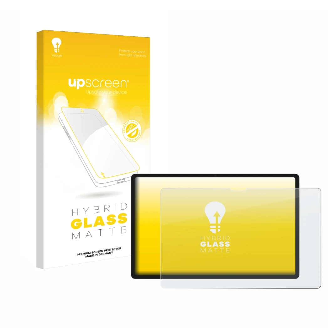 Front side of a product packaging with the brand logo upscreen. Next to it is the device Lenovo Yoga Tab 2025 shown with the c