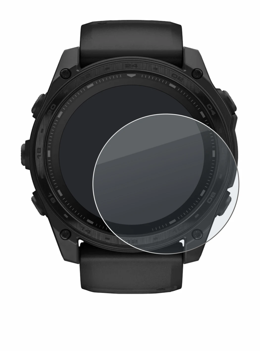 Image of the device Garmin Tactix 8 Solar (51 mm) with a wide variety of screen protectors.