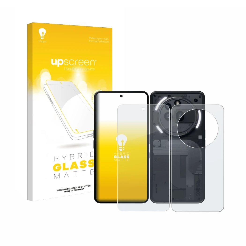 Front side of a product packaging with the brand logo upscreen. Next to it is the device Nothing Phone (3a) Pro (Front+Back) s