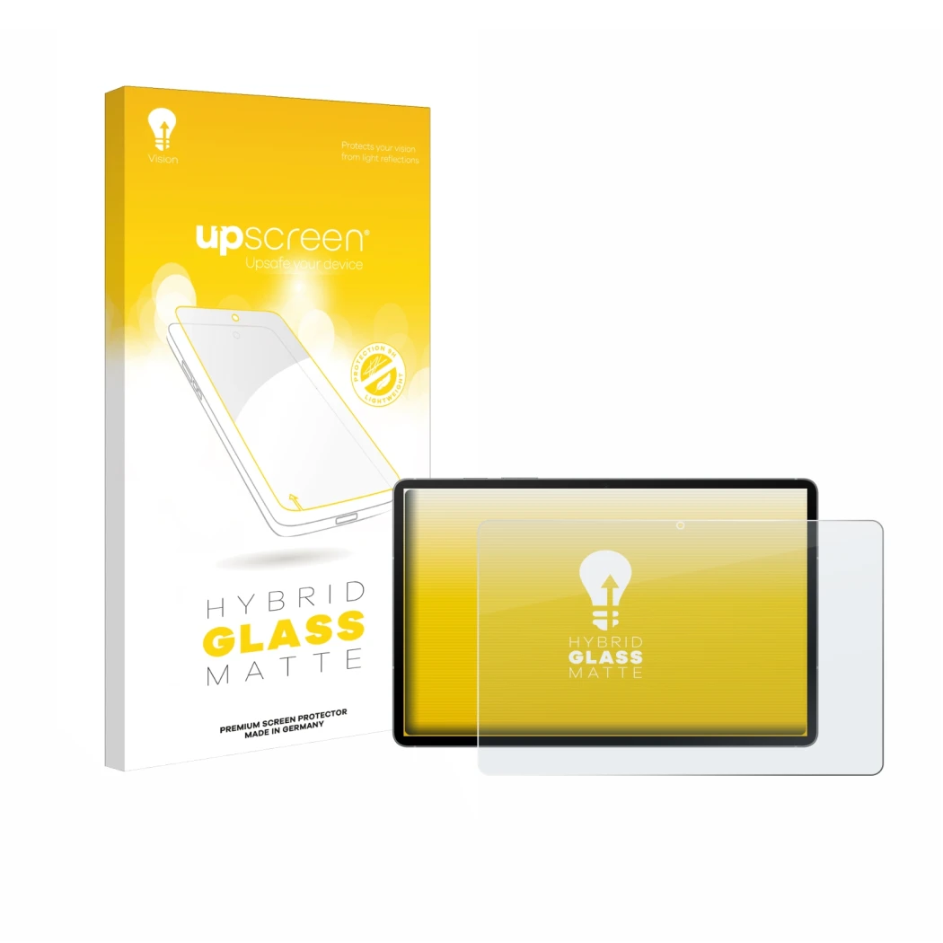 Front side of a product packaging with the brand logo upscreen. Next to it is the device Samsung Galaxy Tab S10 FE WiFi shown 