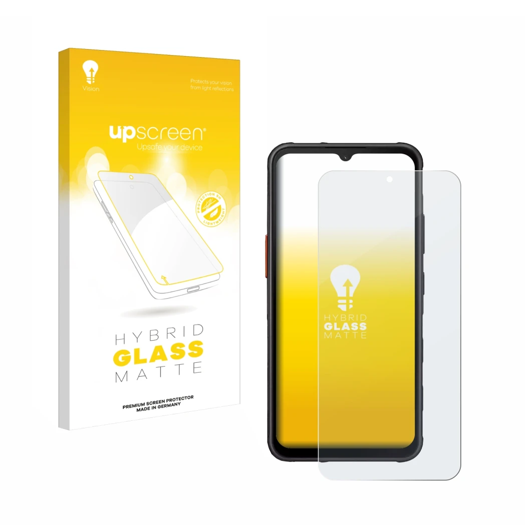 Front side of a product packaging with the brand logo upscreen. Next to it is the device Samsung Galaxy XCover 7 Enterprise Ed