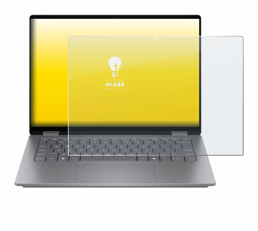 Image of the device HP OmniBook X Flip 14 with a wide variety of screen protectors.