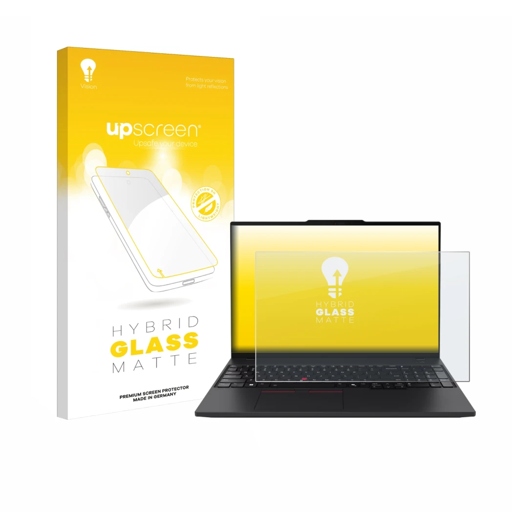 Front side of a product packaging with the brand logo upscreen. Next to it is the device Lenovo ThinkPad P16s Gen 4 shown with