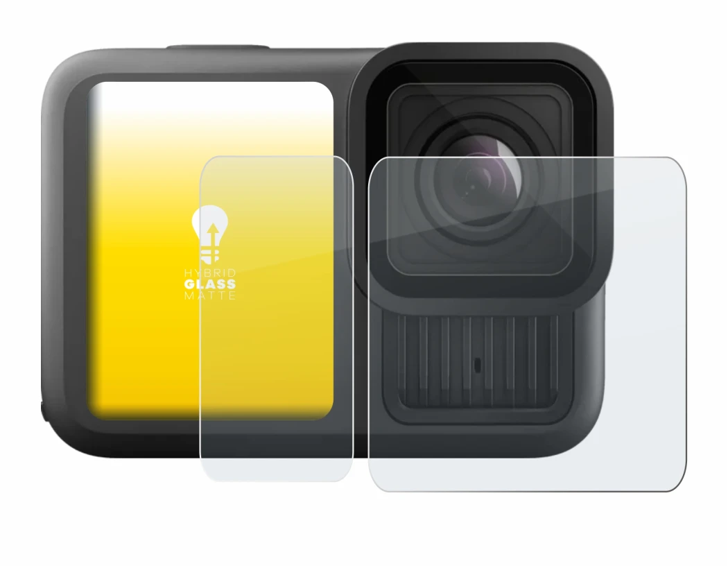 Image of the device GoPro Hero 13 Black Ultra Wide Edition with a wide variety of screen protectors.