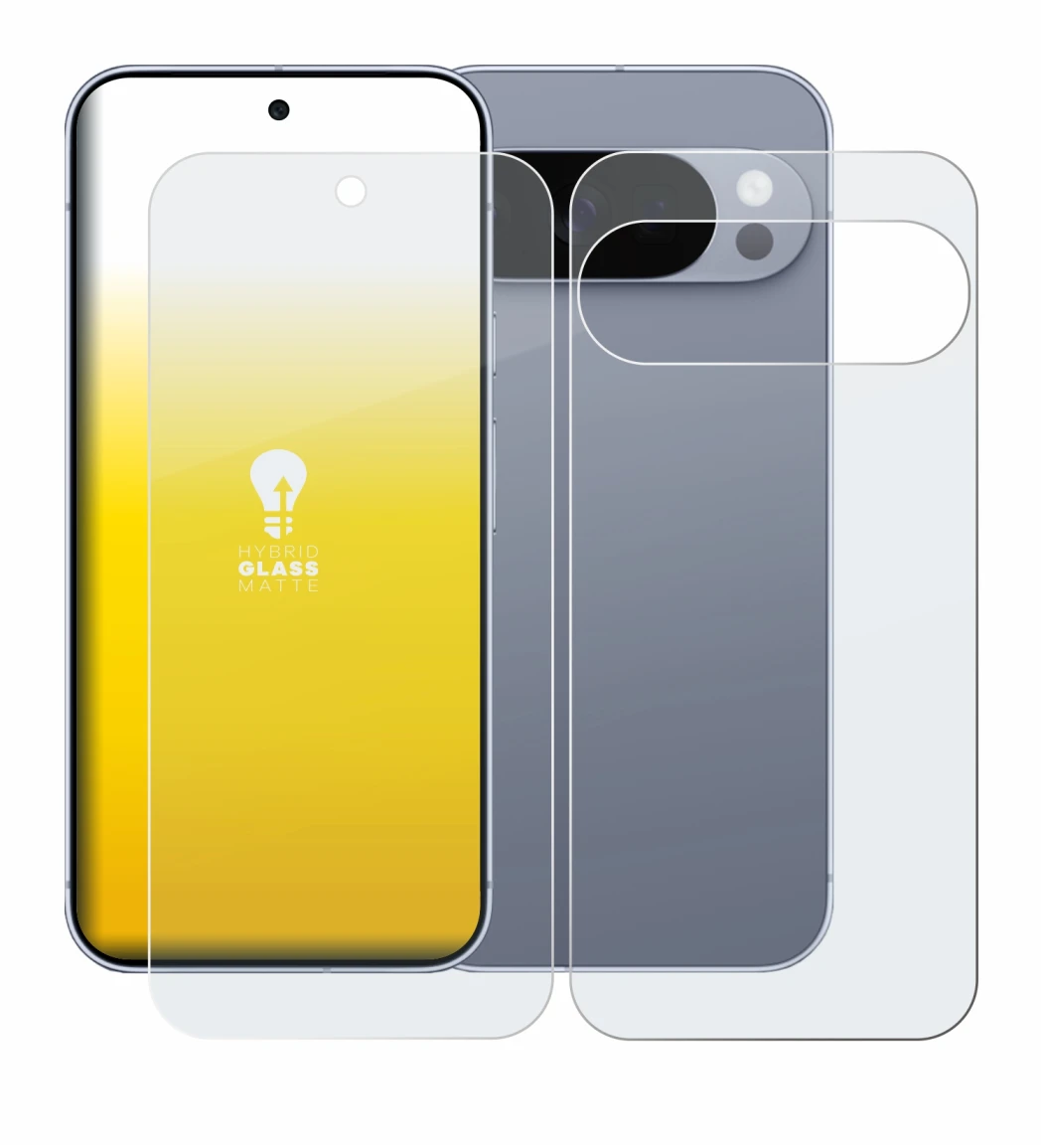 Image of the device Google Pixel 10 Pro (Front+Back) with a wide variety of screen protectors.