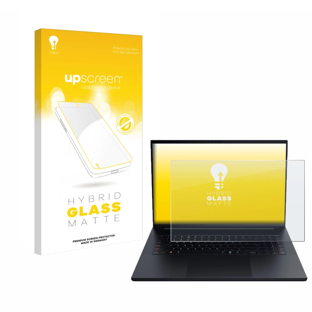 Front side of a product packaging with the brand logo upscreen. Next to it is the device Razer Blade 18 2025 shown with the co