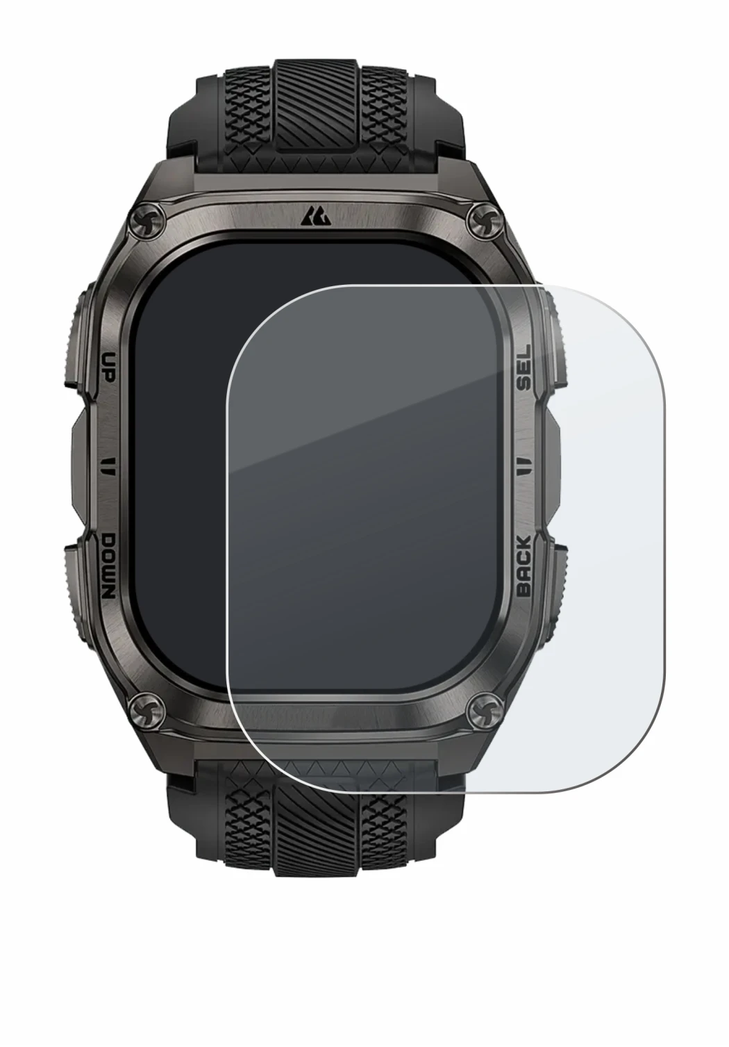 Image of the device Kospet Tank M4 with a wide variety of screen protectors.
