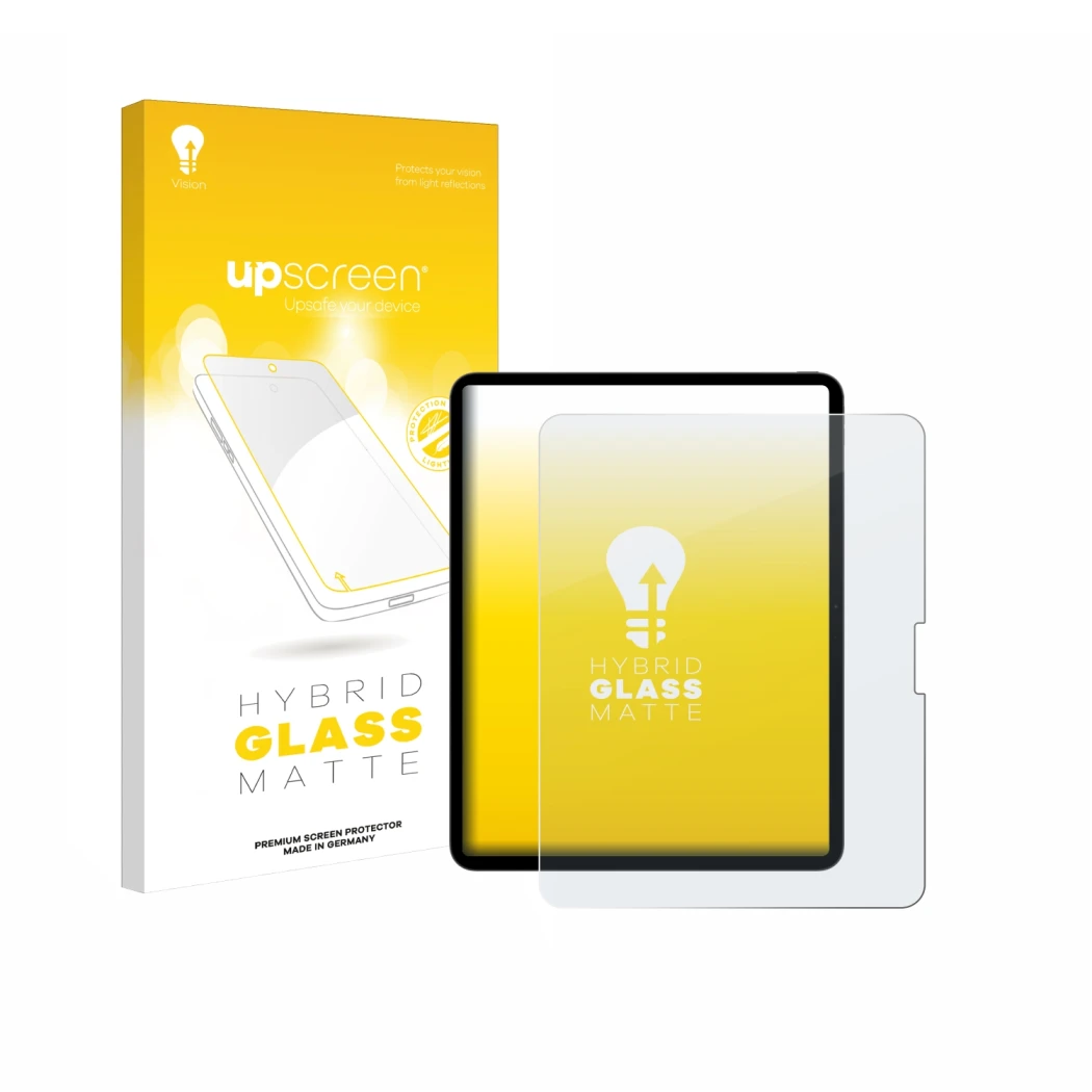 Front side of a product packaging with the brand logo upscreen. Next to it is the device Apple iPad Pro 13