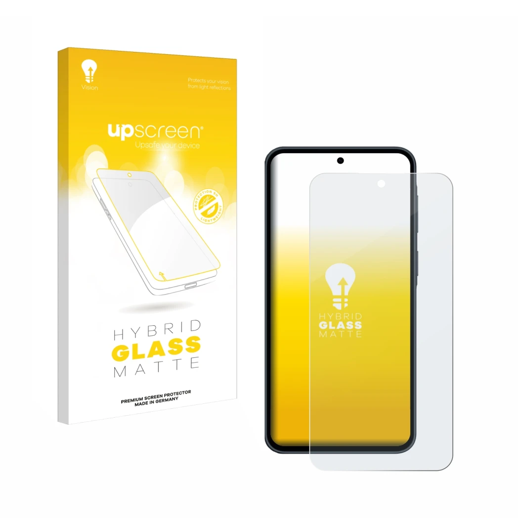 Front side of a product packaging with the brand logo upscreen. Next to it is the device Samsung Galaxy A37 5G shown with the 