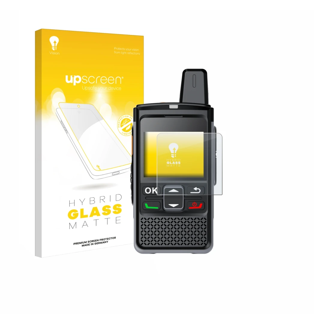 Front side of a product packaging with the brand logo upscreen. Next to it is the device Hytera PNC360S shown with the corresp