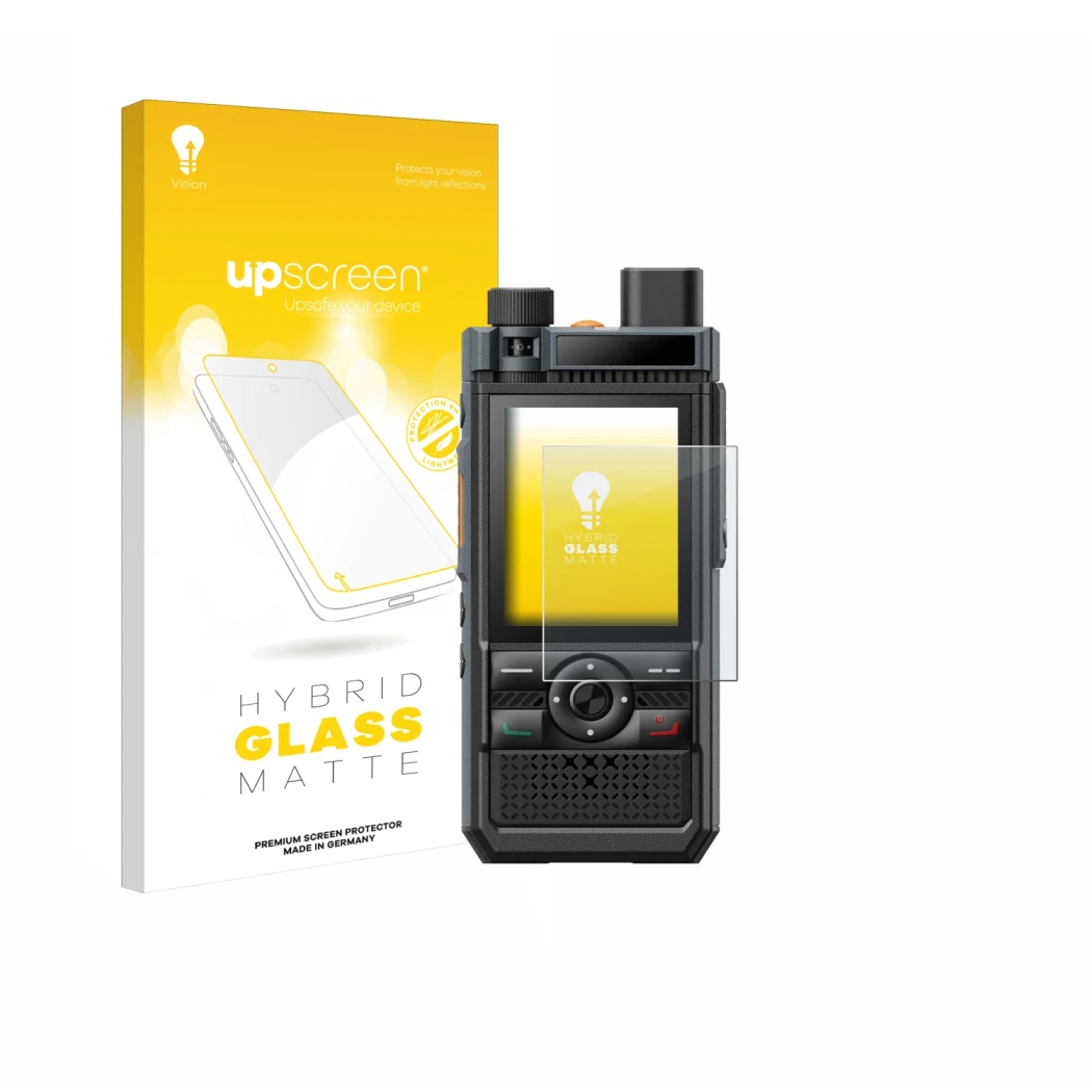 Front side of a product packaging with the brand logo upscreen. Next to it is the device Hytera P50 Pro shown with the corresp