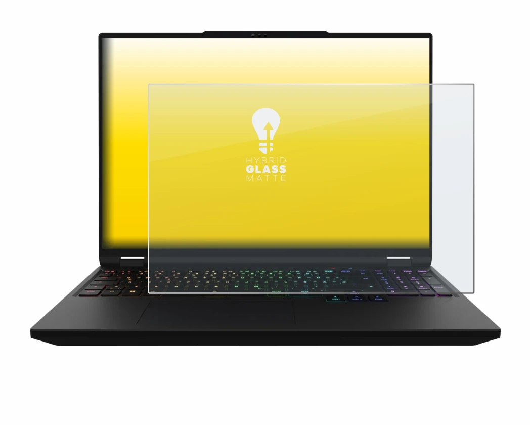 Image of the device XMG Apex 16 Max with a wide variety of screen protectors.