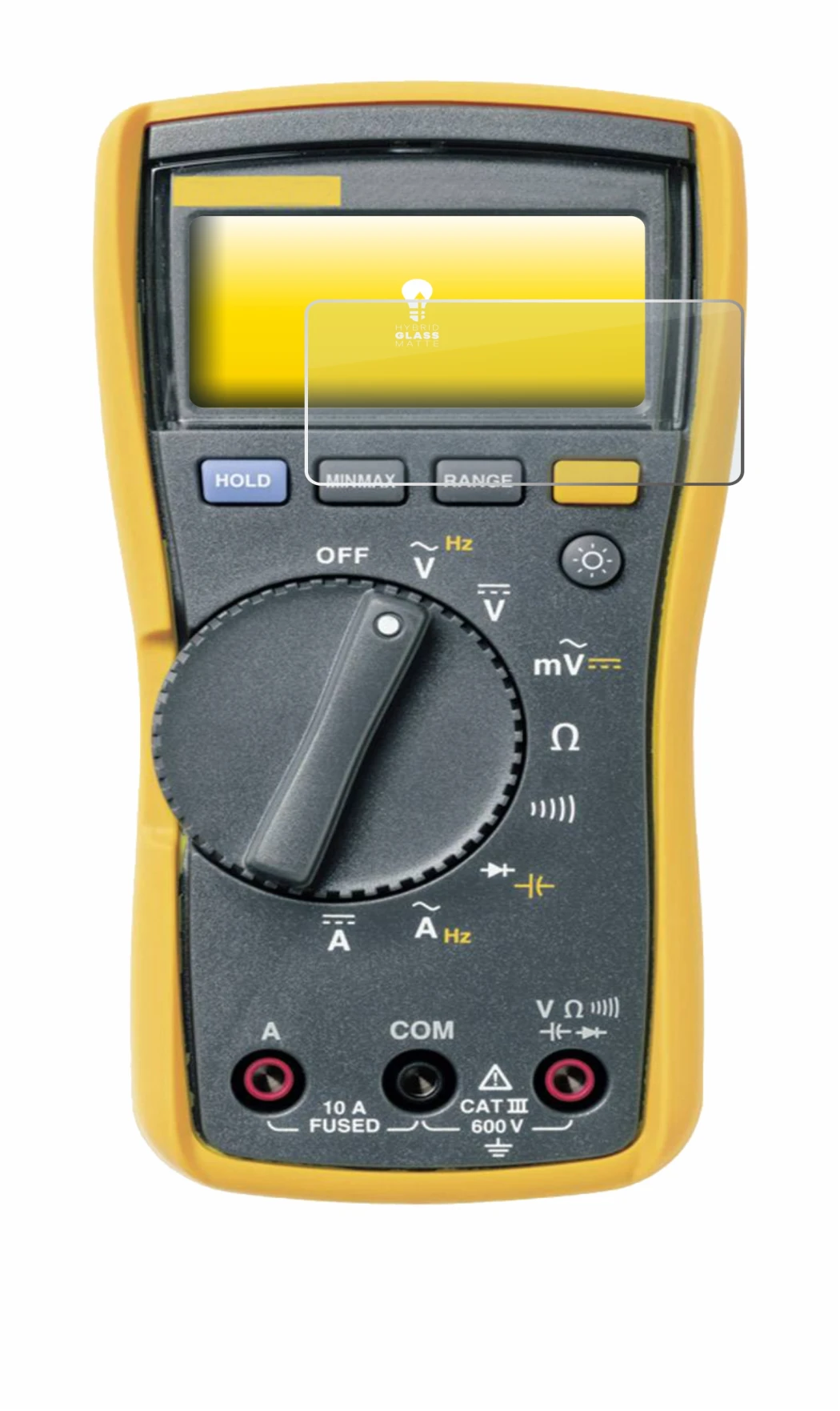 Image of the device Fluke MultiMeter 115 with a wide variety of screen protectors.