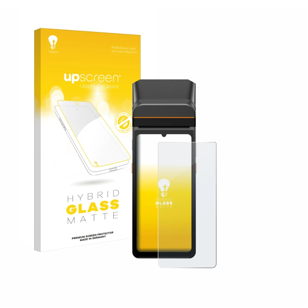 Front side of a product packaging with the brand logo upscreen. Next to it is the device Sunmi V3 A13 shown with the correspon