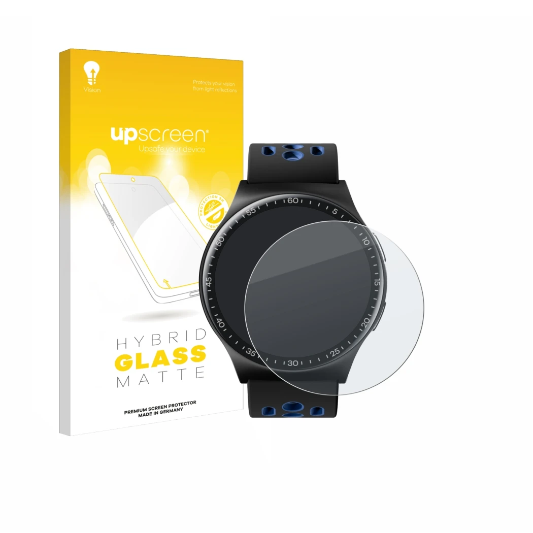 Front side of a product packaging with the brand logo upscreen. Next to it is the device Reebok Pulse Smartwatch shown with th