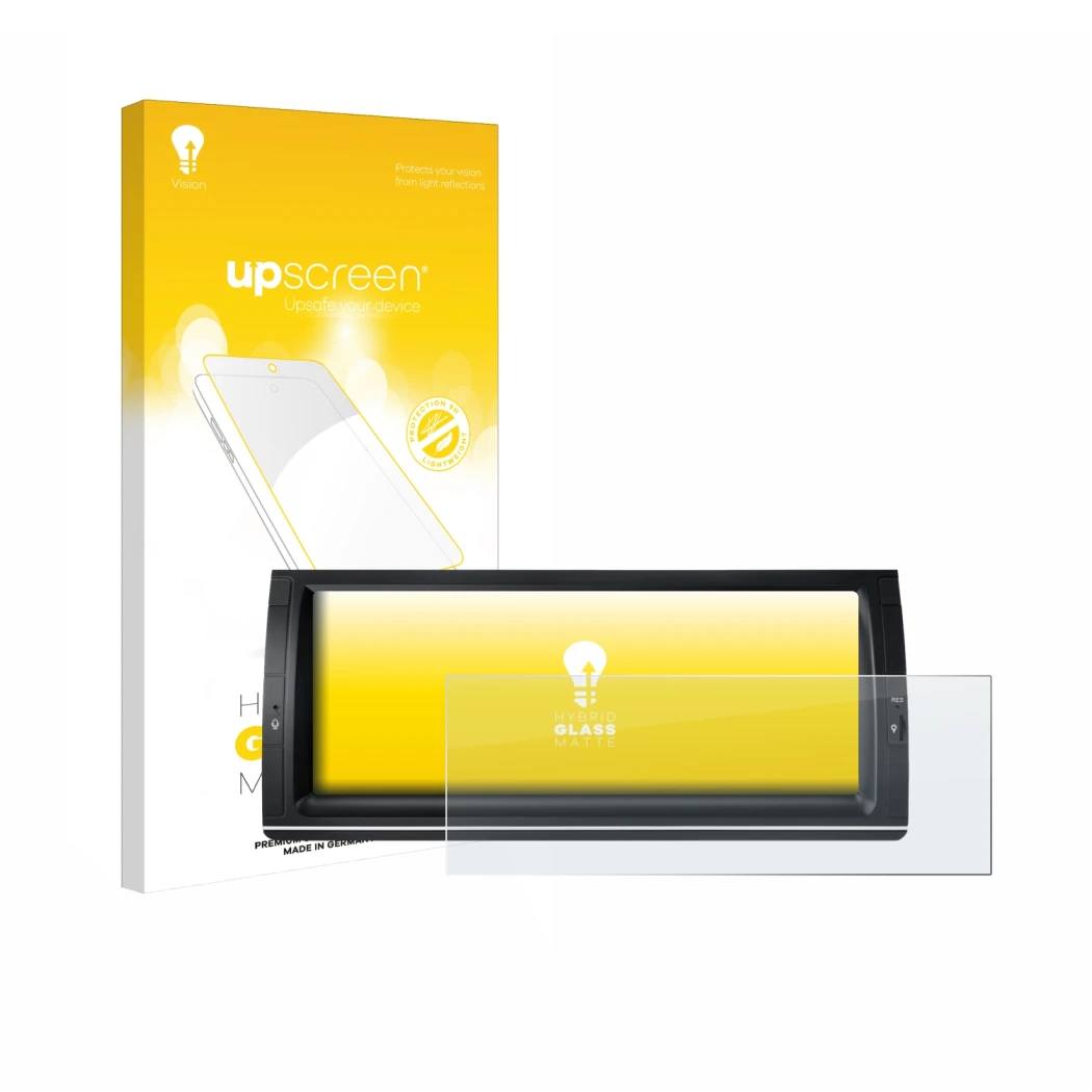 Front side of a product packaging with the brand logo upscreen. Next to it is the device Xtrons PX1453BLHGS 10.25