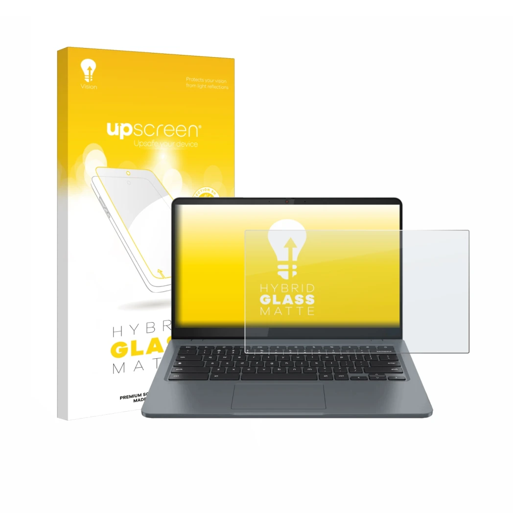 Front side of a product packaging with the brand logo upscreen. Next to it is the device Lenovo IdeaPad Slim 3 Chromebook Gen 