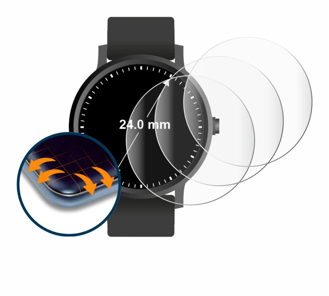 Image of the device Watches (Circular, ø: 24 mm) with a wide variety of screen protectors.