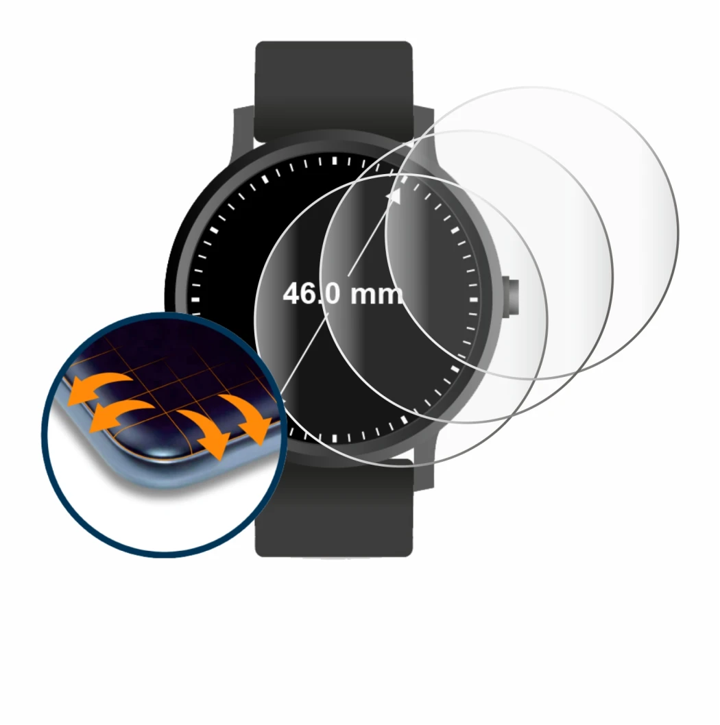 Image of the device Watches (Circular, ø: 46 mm) with a wide variety of screen protectors.