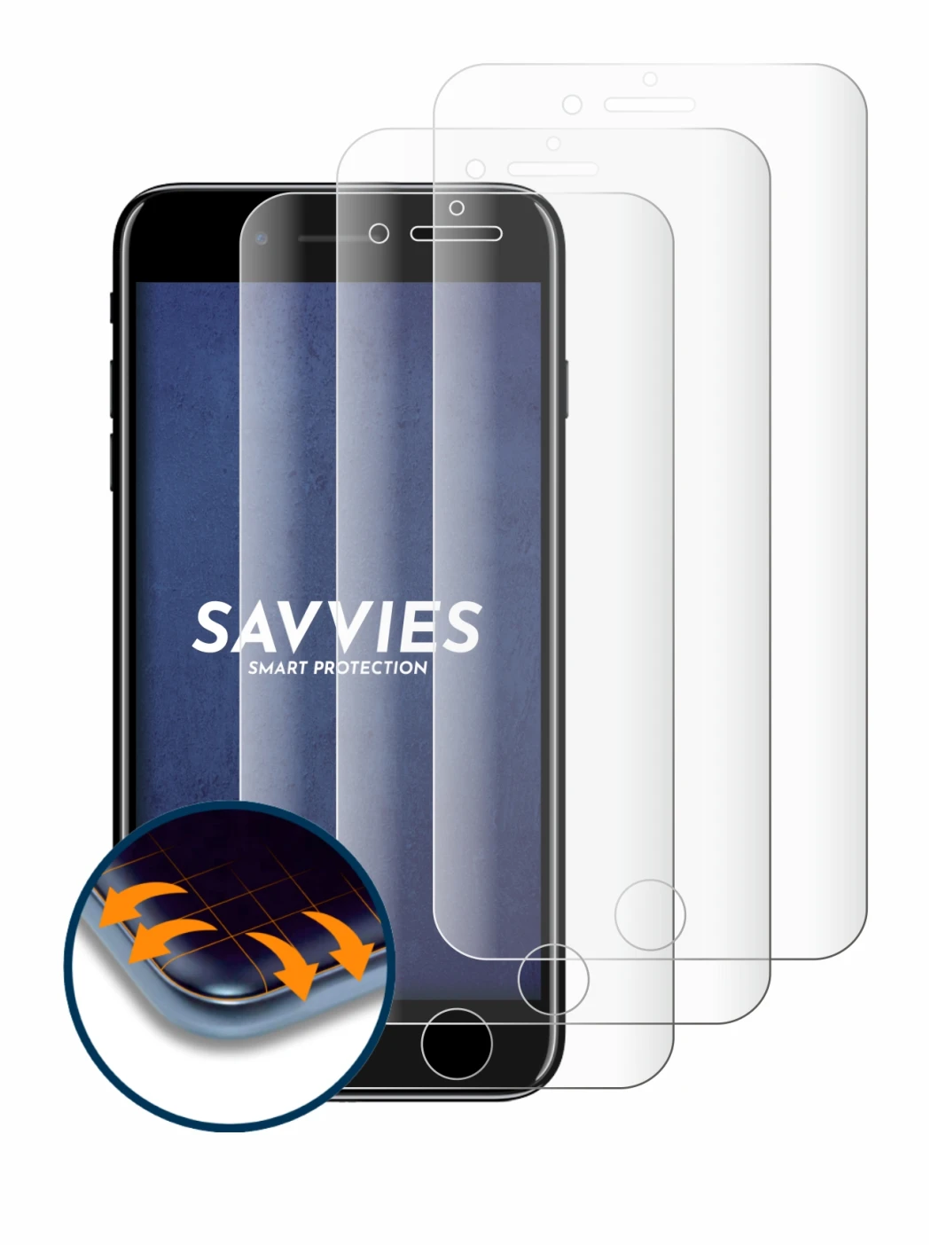 Image of the device Apple iPhone 7 Plus with a wide variety of screen protectors.