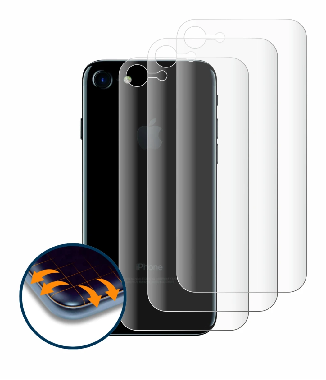 Image of the device Apple iPhone 7 Back (entire surface) with a wide variety of screen protectors.