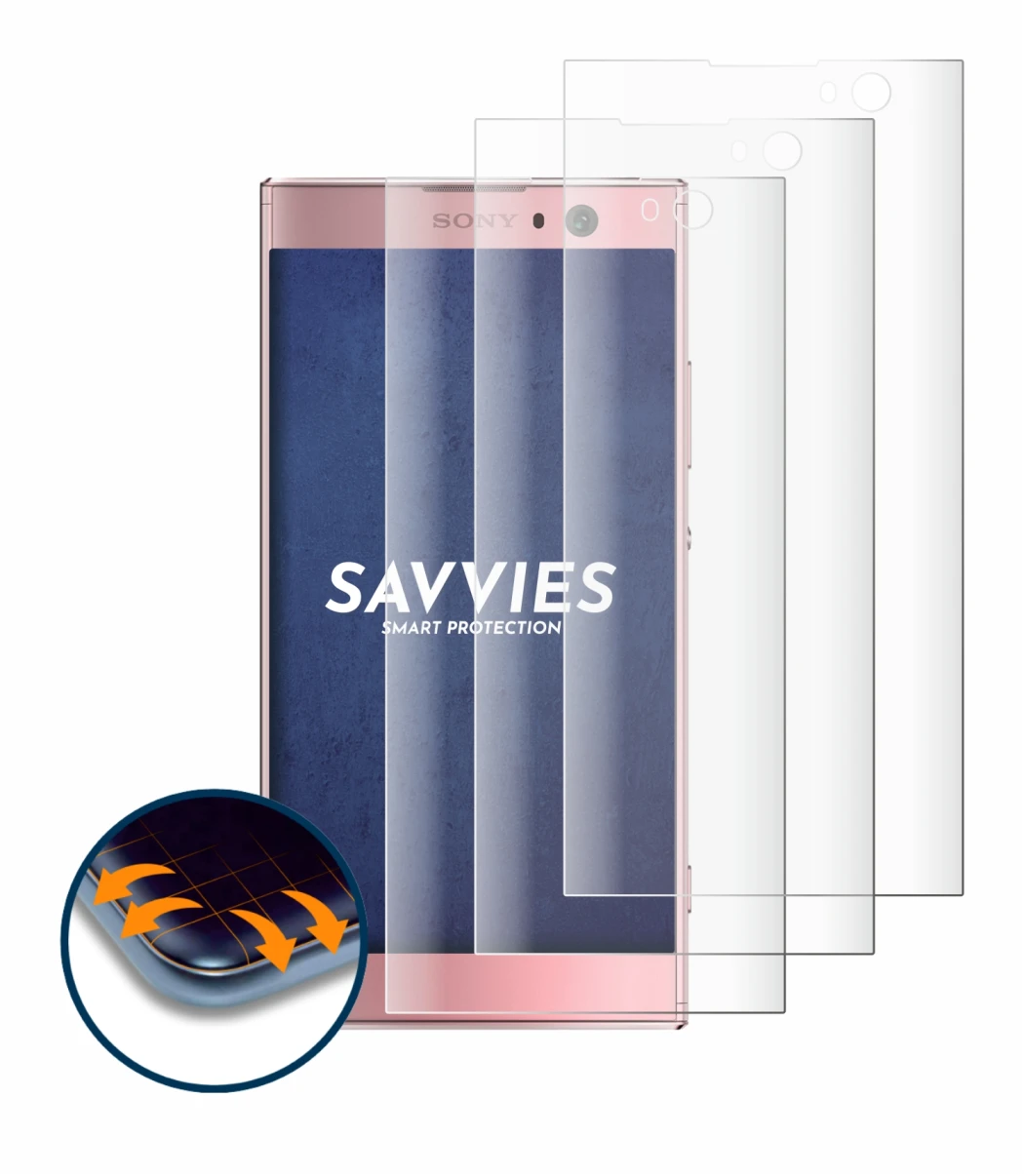 Image of the device Sony Xperia XA2 with a wide variety of screen protectors.