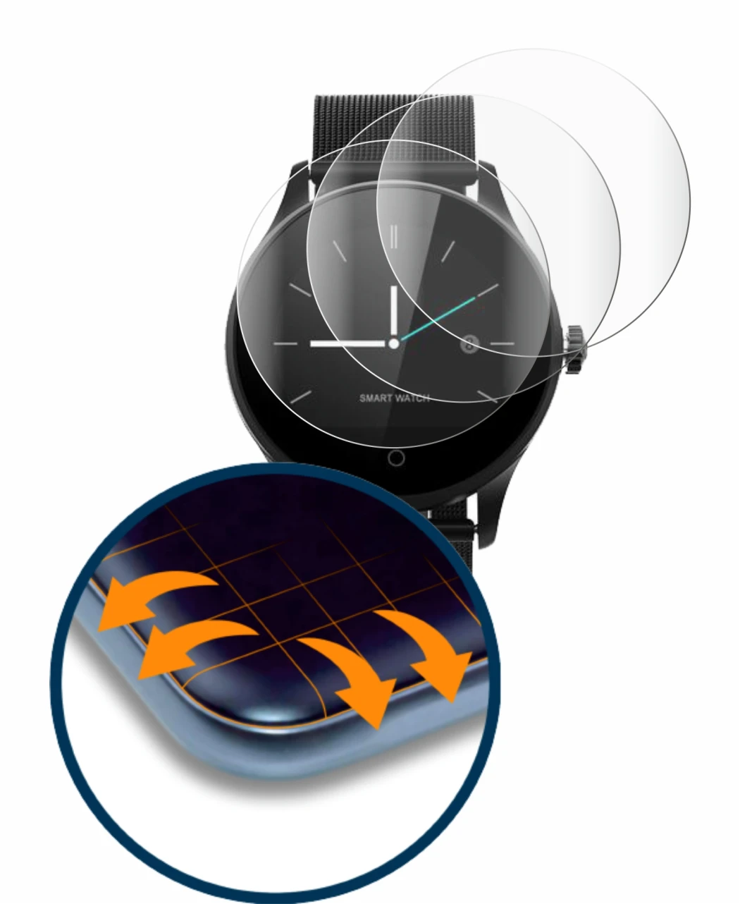 Image of the device Diggro K88H with a wide variety of screen protectors.