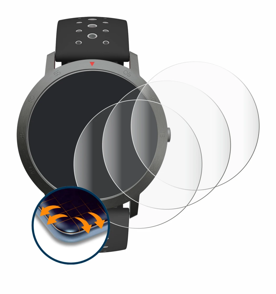 Image of the device Withings Steel HR Sport (40 mm) with a wide variety of screen protectors.