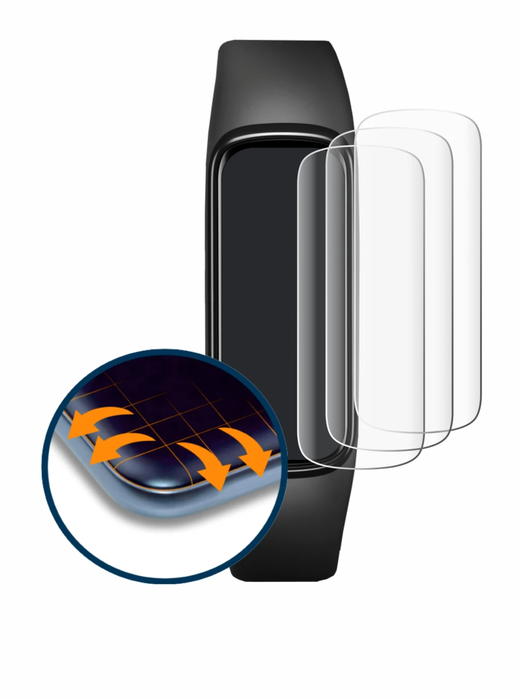 Image of the device Samsung Galaxy Fit e with a wide variety of screen protectors.