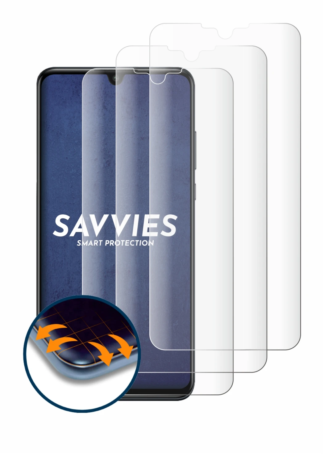 Image of the device Huawei P30 lite with a wide variety of screen protectors.