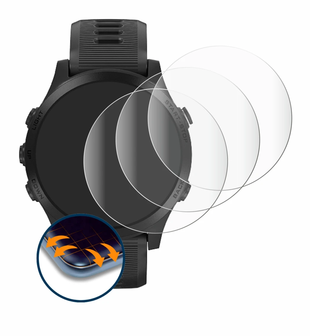 Image of the device Garmin Forerunner 945 with a wide variety of screen protectors.