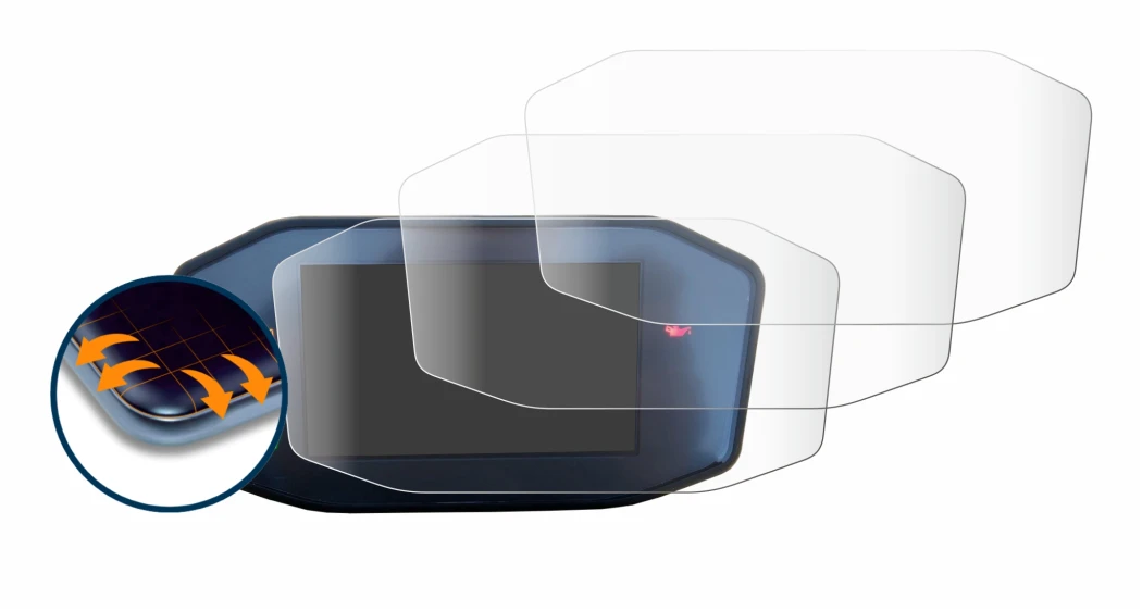 Image of the device KTM 790 Duke with a wide variety of screen protectors.