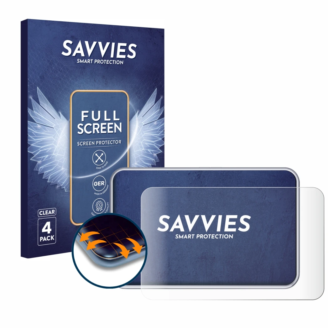 Front side of a product packaging with the brand logo Savvies. Next to it is the device Tandem diabetes care t:slim X2 Insulin