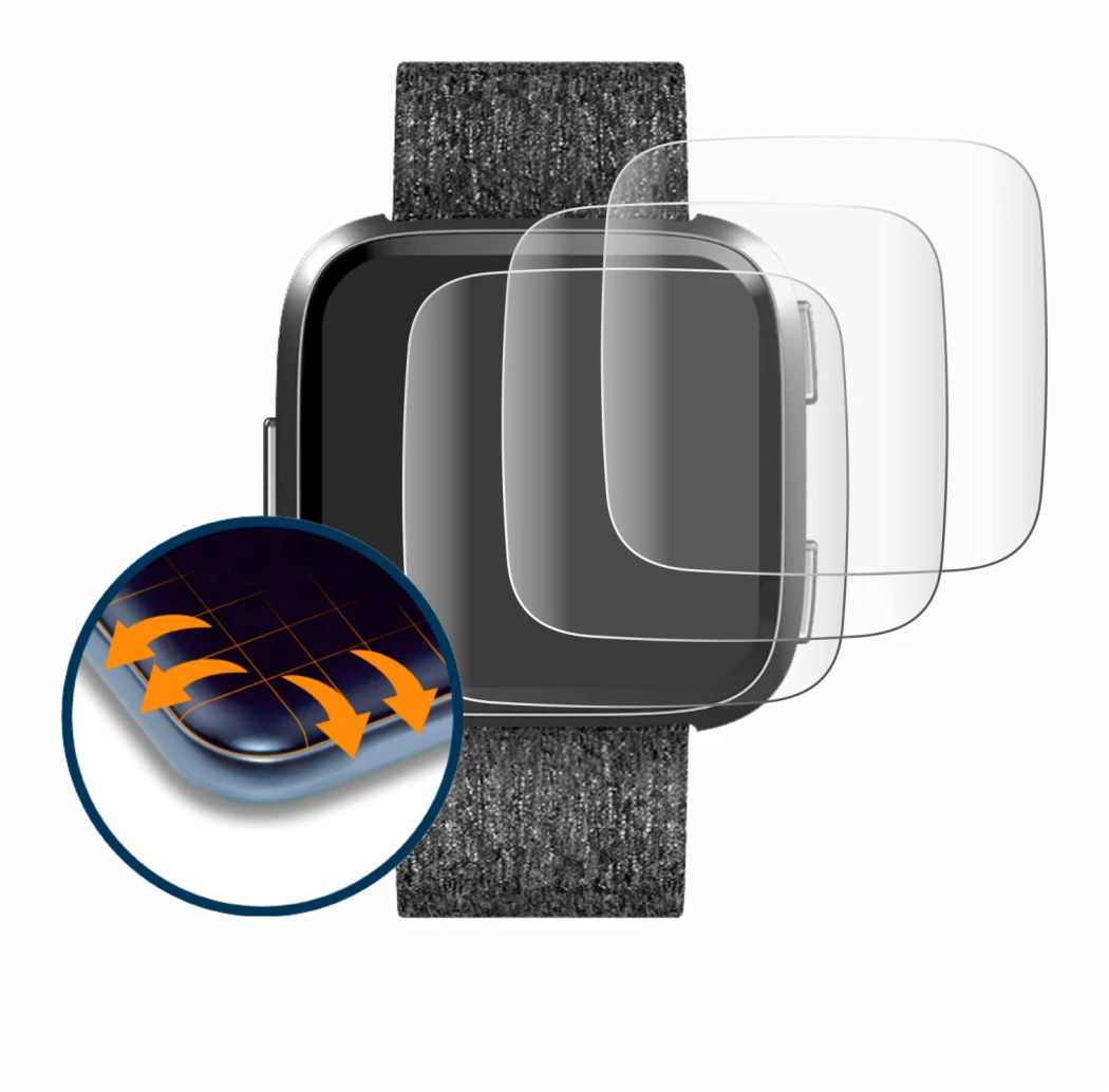 Image of the device Fitbit Versa Special Edition with a wide variety of screen protectors.