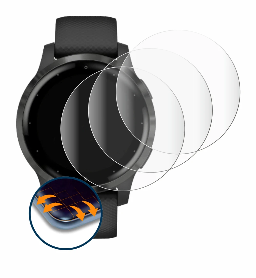 Image of the device Garmin vivoactive 4 (45 mm) with a wide variety of screen protectors.