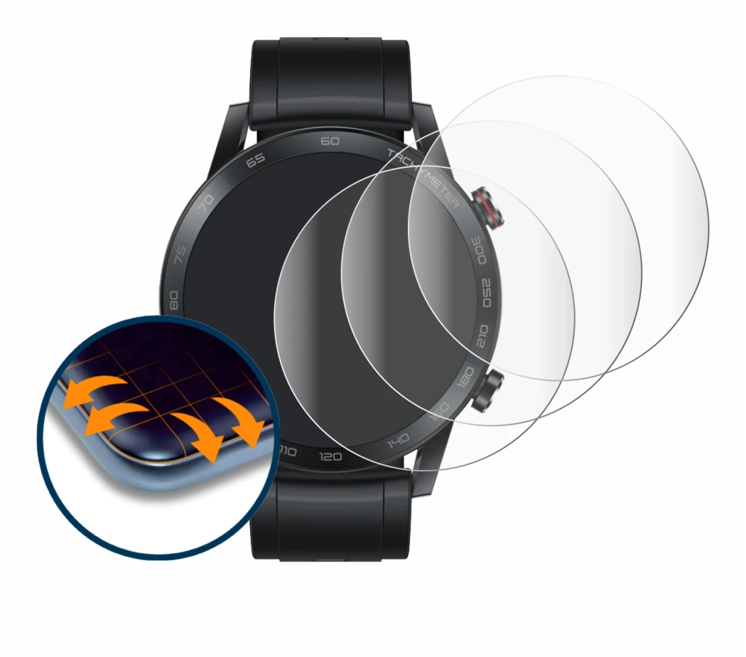 Image of the device Honor Watch Magic 2 (46 mm) with a wide variety of screen protectors.