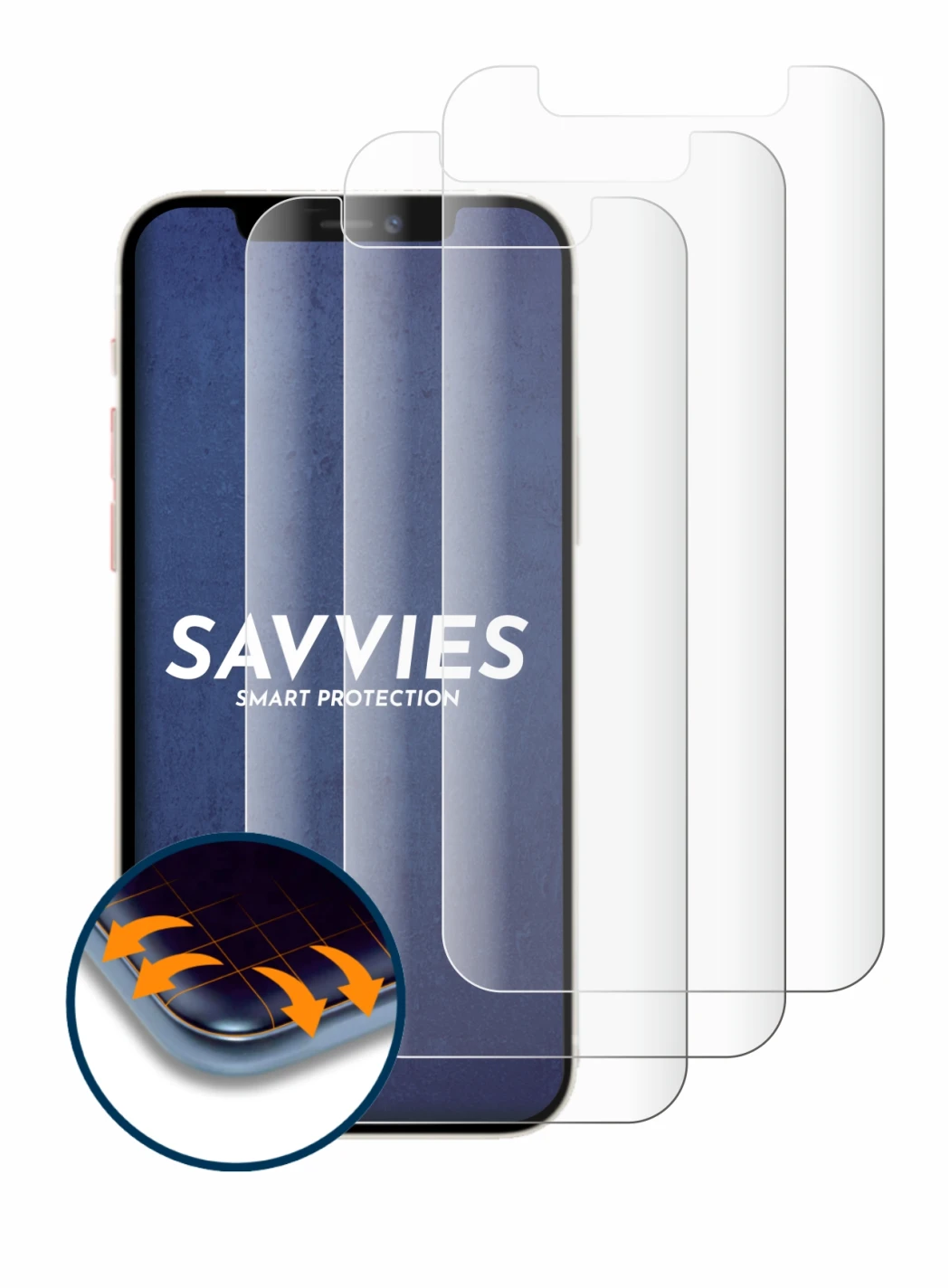 Image of the device Apple iPhone 12 mini with a wide variety of screen protectors.