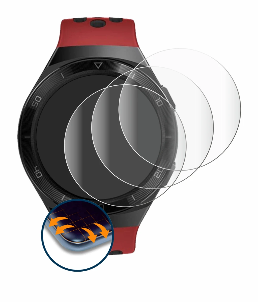 Image of the device Huawei Watch GT 2e with a wide variety of screen protectors.