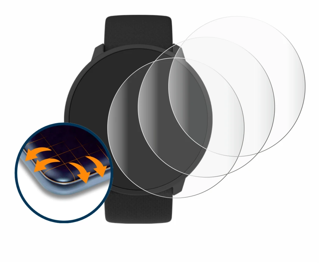 Image of the device Polar Unite with a wide variety of screen protectors.