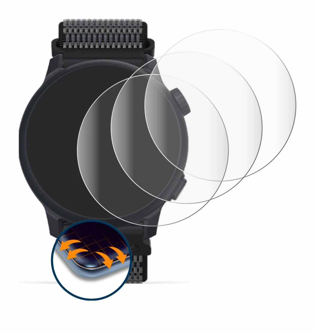 Image of the device Coros Pace 2 with a wide variety of screen protectors.
