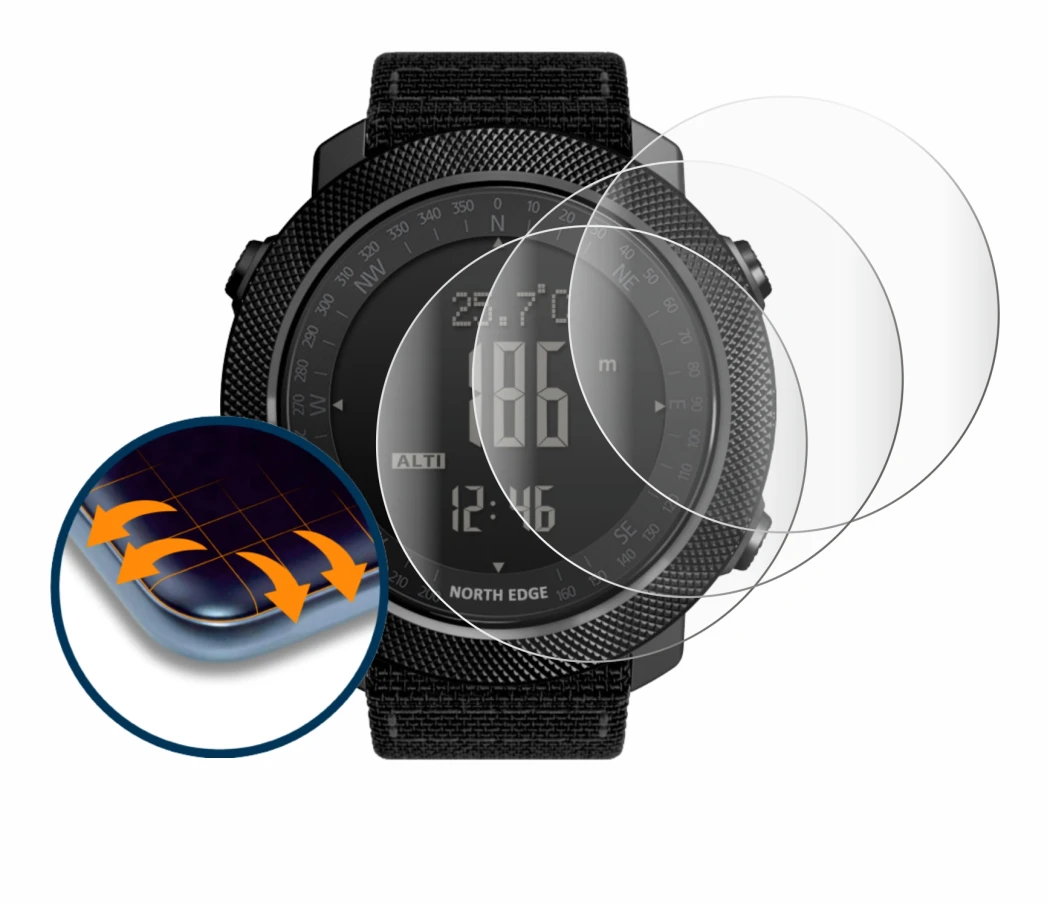 Image of the device North Edge Apache with a wide variety of screen protectors.