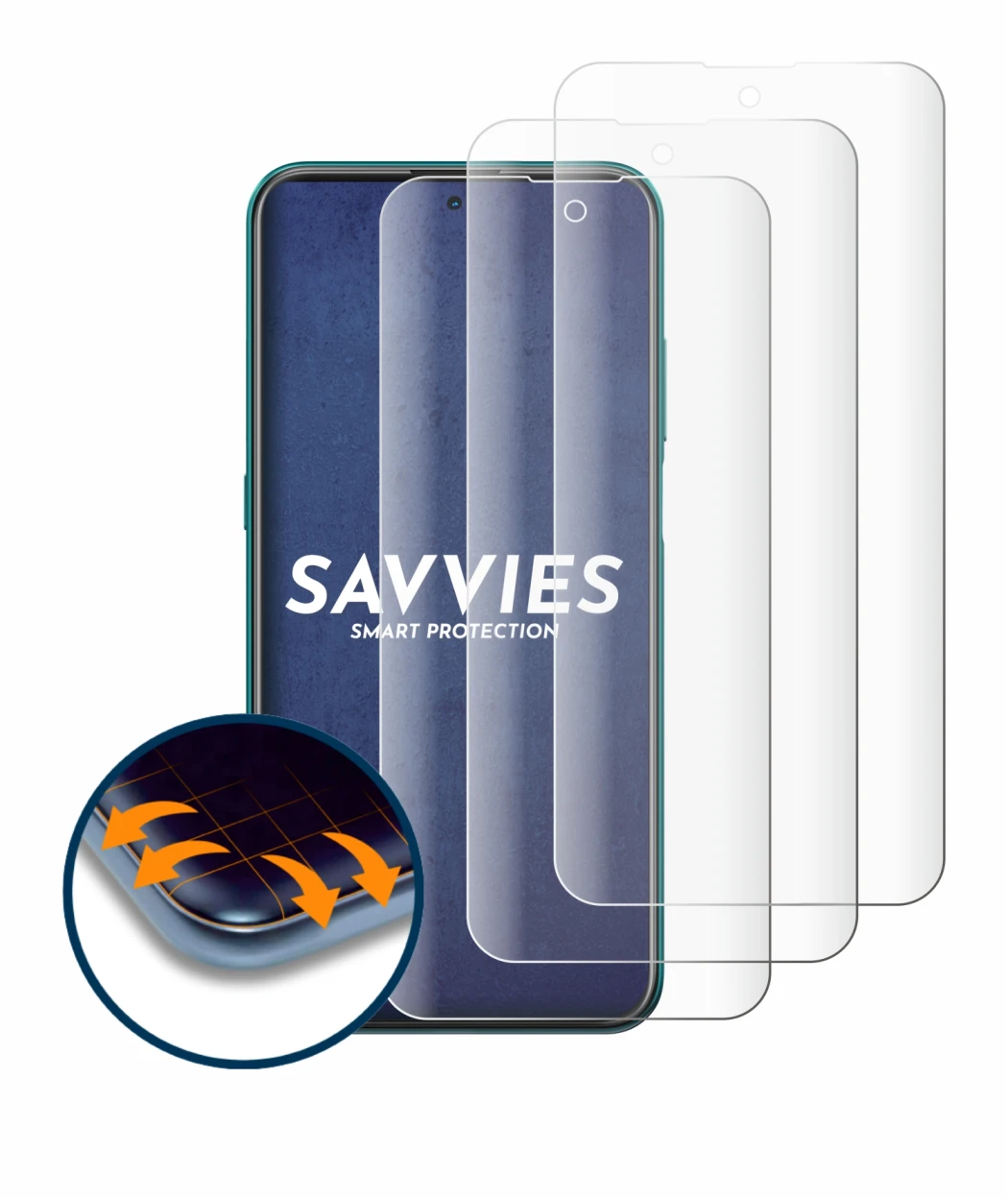 Image of the device Nokia X20 with a wide variety of screen protectors.