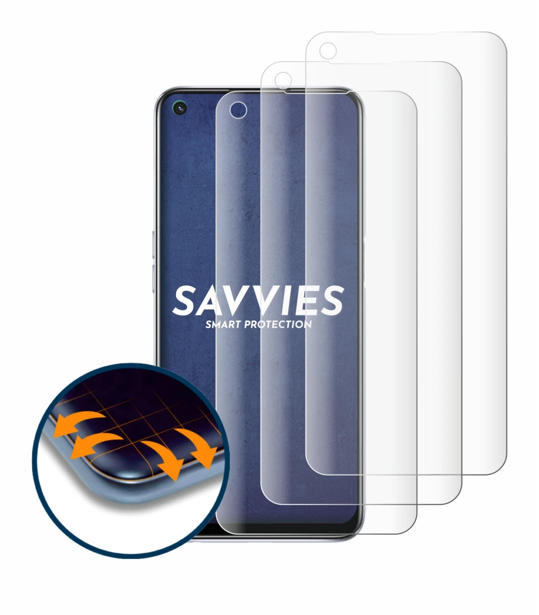 Image of the device Oppo A54 5G with a wide variety of screen protectors.