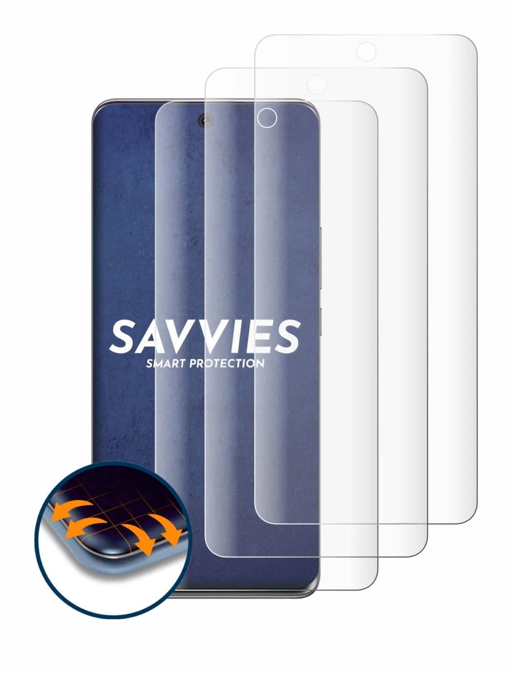 Image of the device Honor 50 with a wide variety of screen protectors.