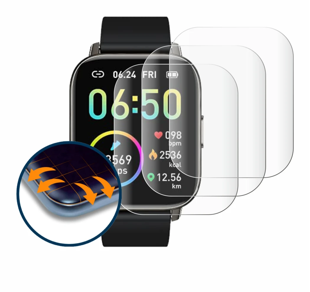 Image of the device Motast P32 with a wide variety of screen protectors.