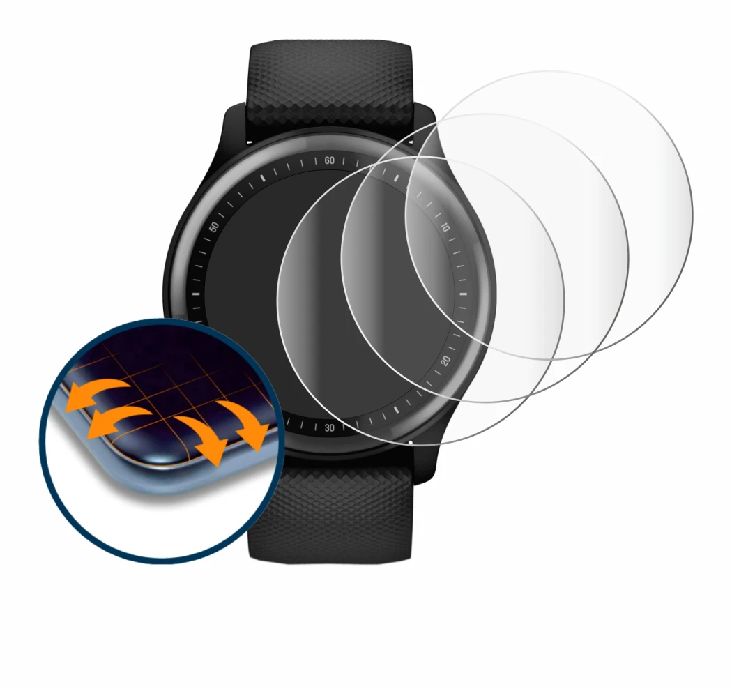 Image of the device Garmin Vivomove Sport with a wide variety of screen protectors.