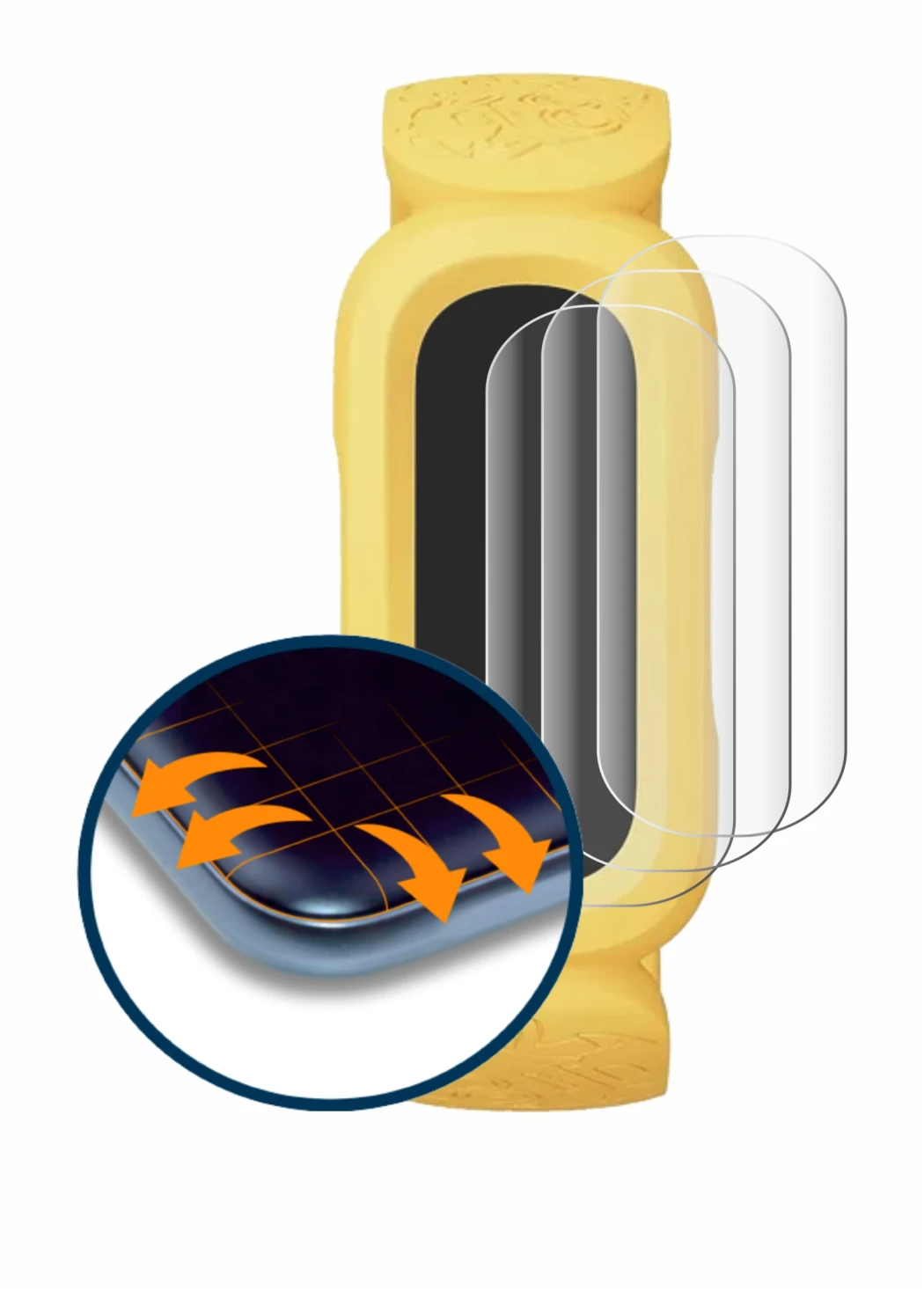 Image of the device Fitbit Ace 3 Minions Special Edition with a wide variety of screen protectors.