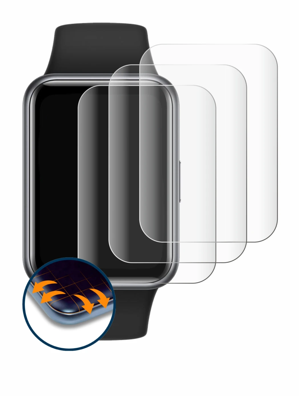Image of the device Huawei Watch Fit 2 with a wide variety of screen protectors.