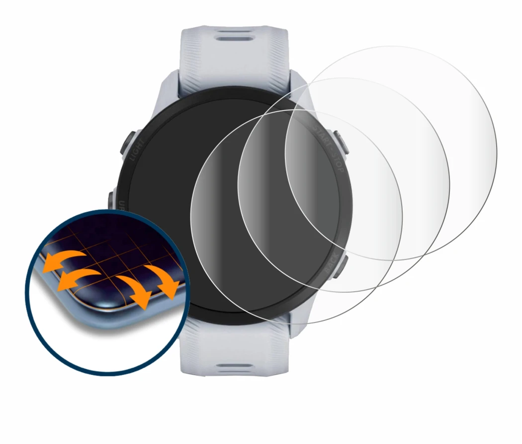 Image of the device Garmin Forerunner 955 with a wide variety of screen protectors.