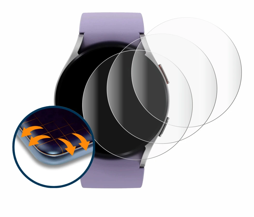 Image of the device Samsung Galaxy Watch 5 (40mm) with a wide variety of screen protectors.